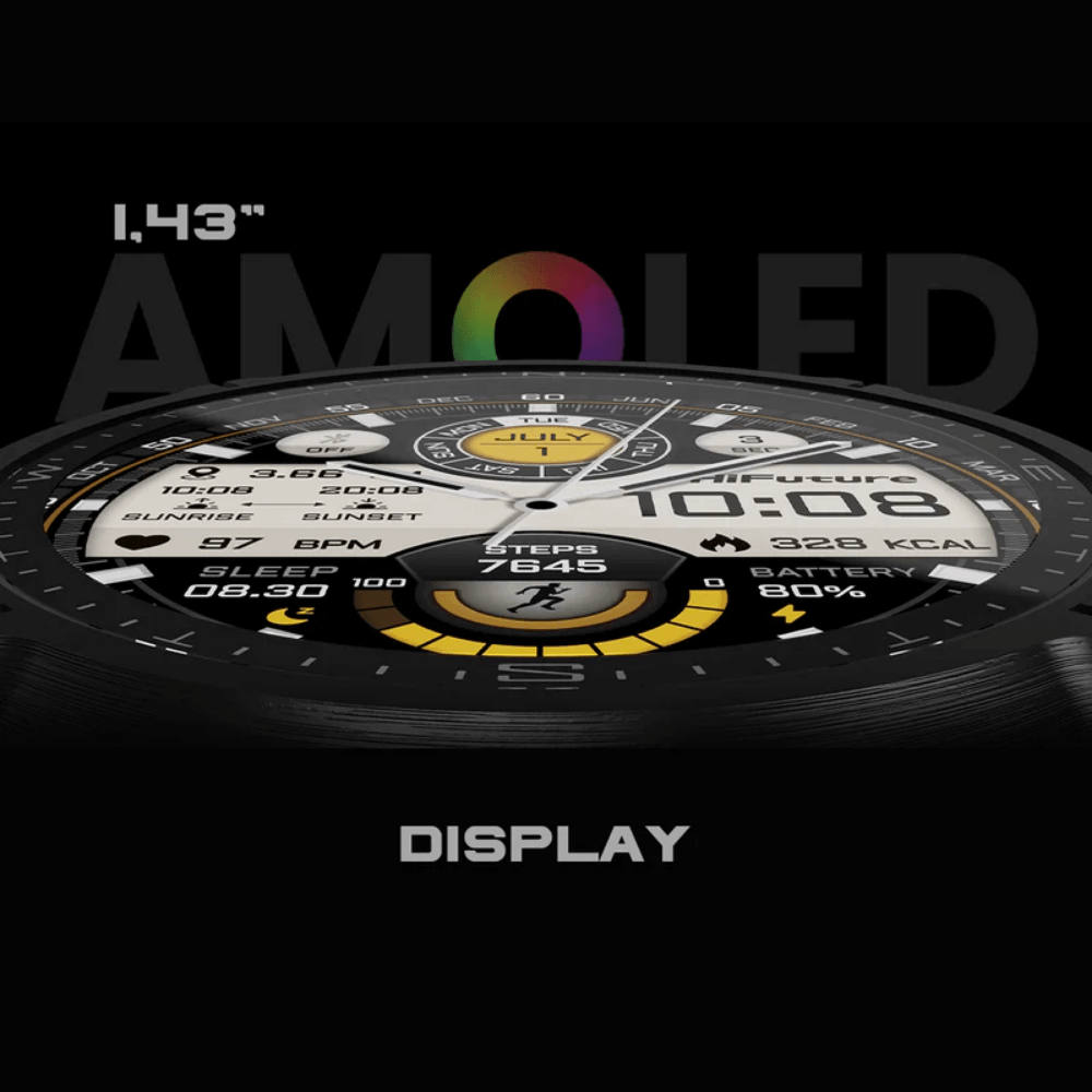 สมาร์ทวอทช์ HIFUTURE MIX 3 มีฟีเจอร์ AI หน้าจอ AMOLED 1.43 นิ้ว สีดำ